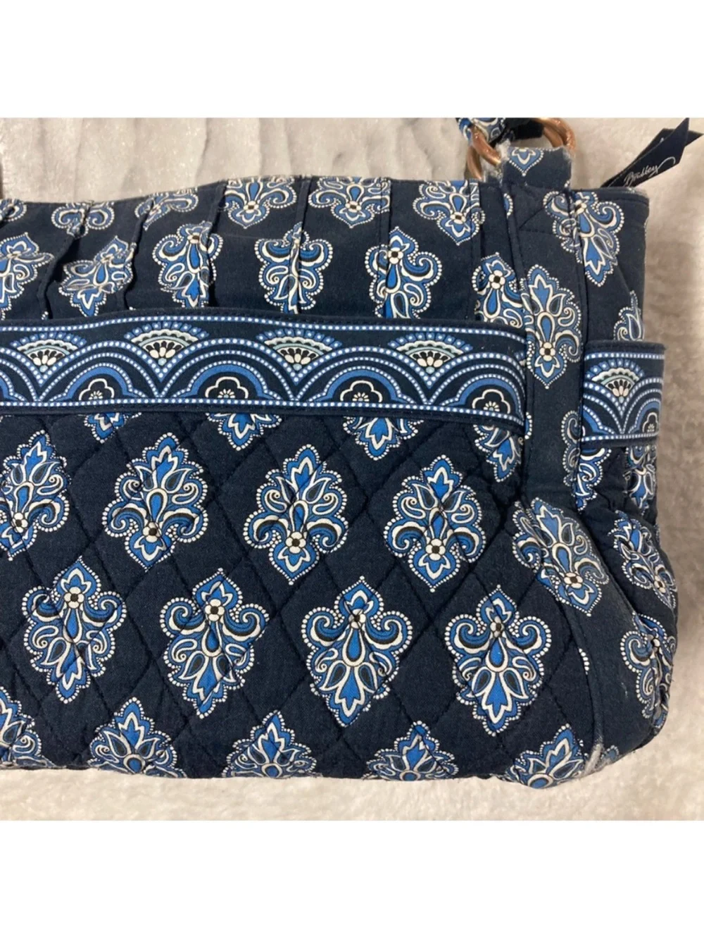 Vera Bradley Calypso Blue Paisley Purse Bag Multiple Compartments Zipper - Picture 6 of 13